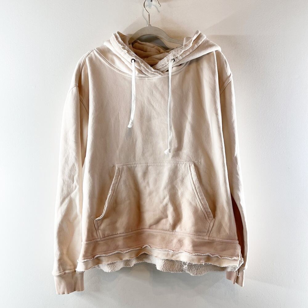 Free People Camden Long Sleeve Pullover Fleece Sweatshirt Hoodie Beige Medium - Picture 2 of 4